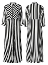 YAS Ladies Yassavanna Long Shirt Striped Dress - Black/White