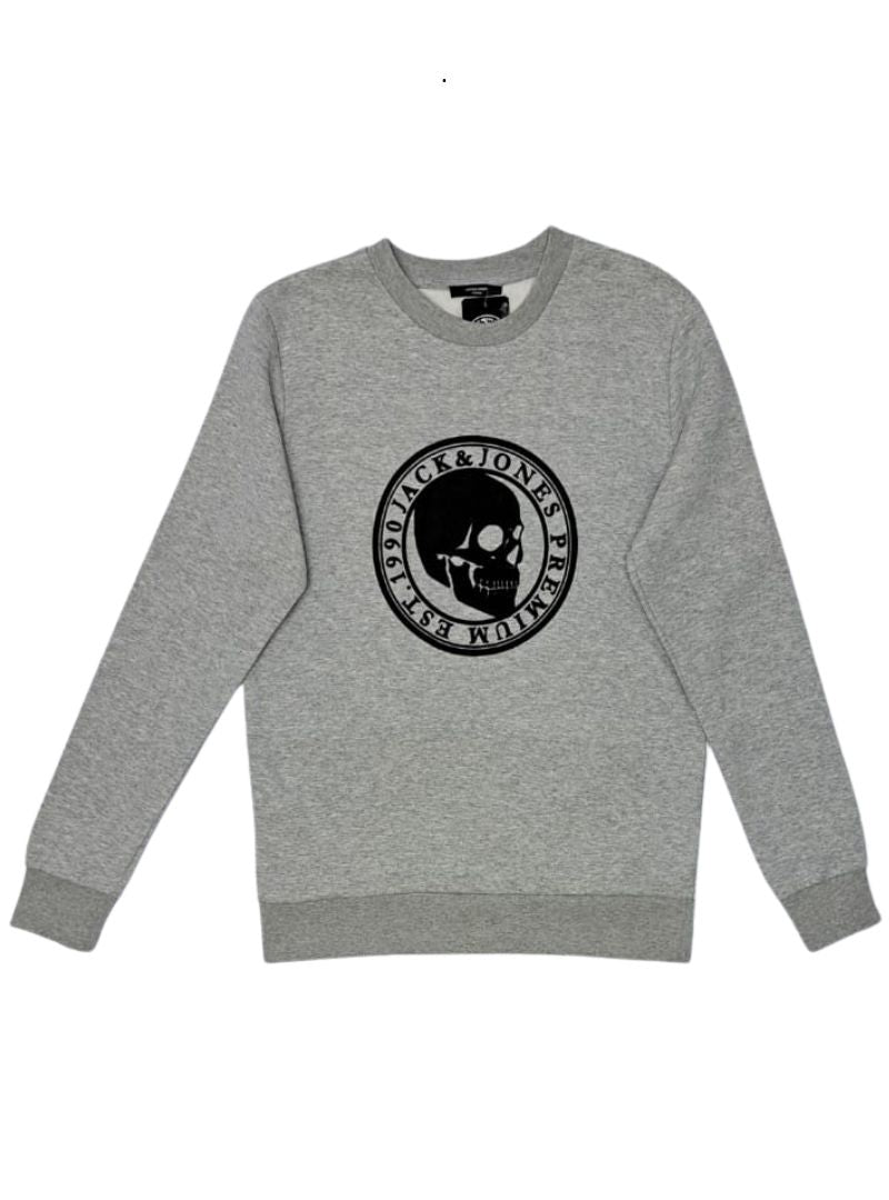 Jack & Jones Mens Detailed Fleece Top - Grey/Black