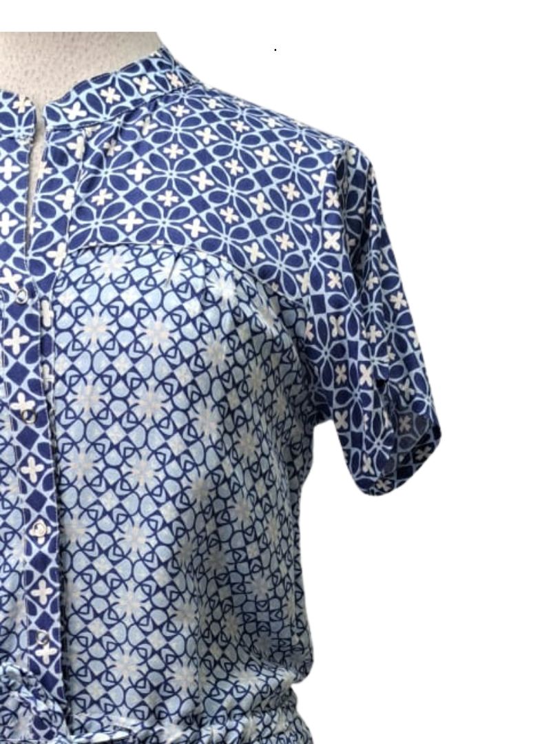 Ada Gatti Ladies Patterned Jumpsuit - Blue/White