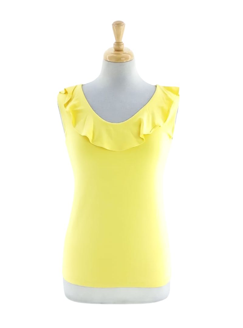 SLEEVELESS FRILL DETAIL TEE