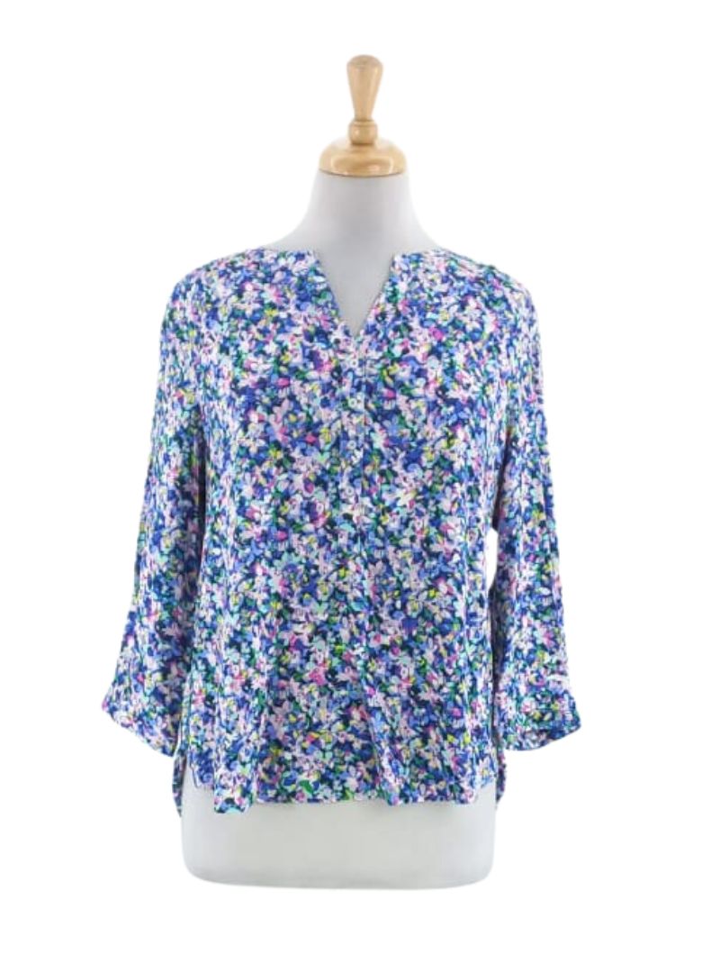 FLORAL HALF BUTTON UP BLOUSE