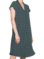 V-NECK DETAILED PATTERN DRESS