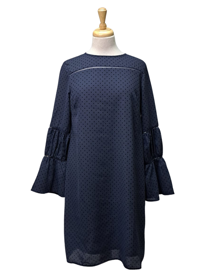 Ada Gatti Ladies Polka Dot Chiffon Dress - Navy