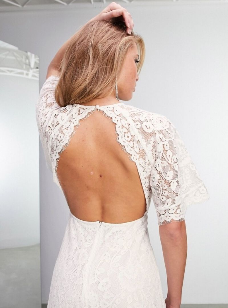 OLIVIA LACE FLUTTER SLEEVE WEDDING DRESS