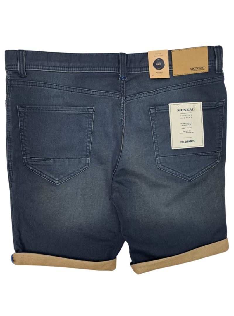 Mcneal Mens Detailed Slim Fit Denim Shorts - Blue