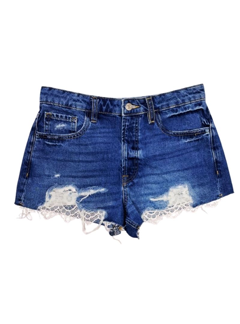 Forever 21 Ladies Ribbed Denim Short - Blue