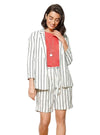 S.Oliver Ladies Striped Casual Short - White/Black