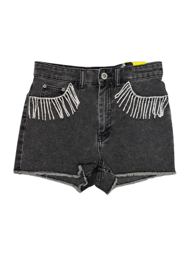 Terranova Ladies Sequins Detail Denim Shorts  - Black/Grey/Silver