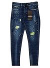 Gabbia Denim Mens Ribbed Detail Jeans - Blue