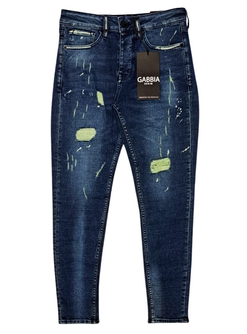 Gabbia Denim Mens Ribbed Detail Jeans - Blue