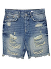 Review Mens Destroyed Denim Bermuda Shorts - Blue