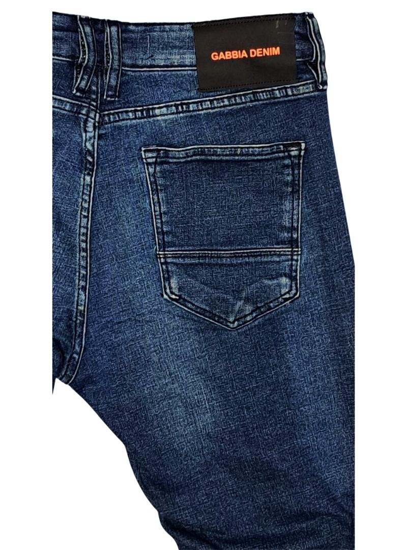 Gabbia Denim Mens Ribbed Detail Jeans - Blue