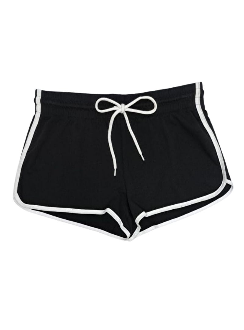 Terranova Ladies Contrast Binding Drawstring Shorts - Black/White