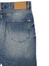Review Mens Destroyed Denim Bermuda Shorts - Blue