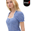 Divided Ladies Check Top - Blue