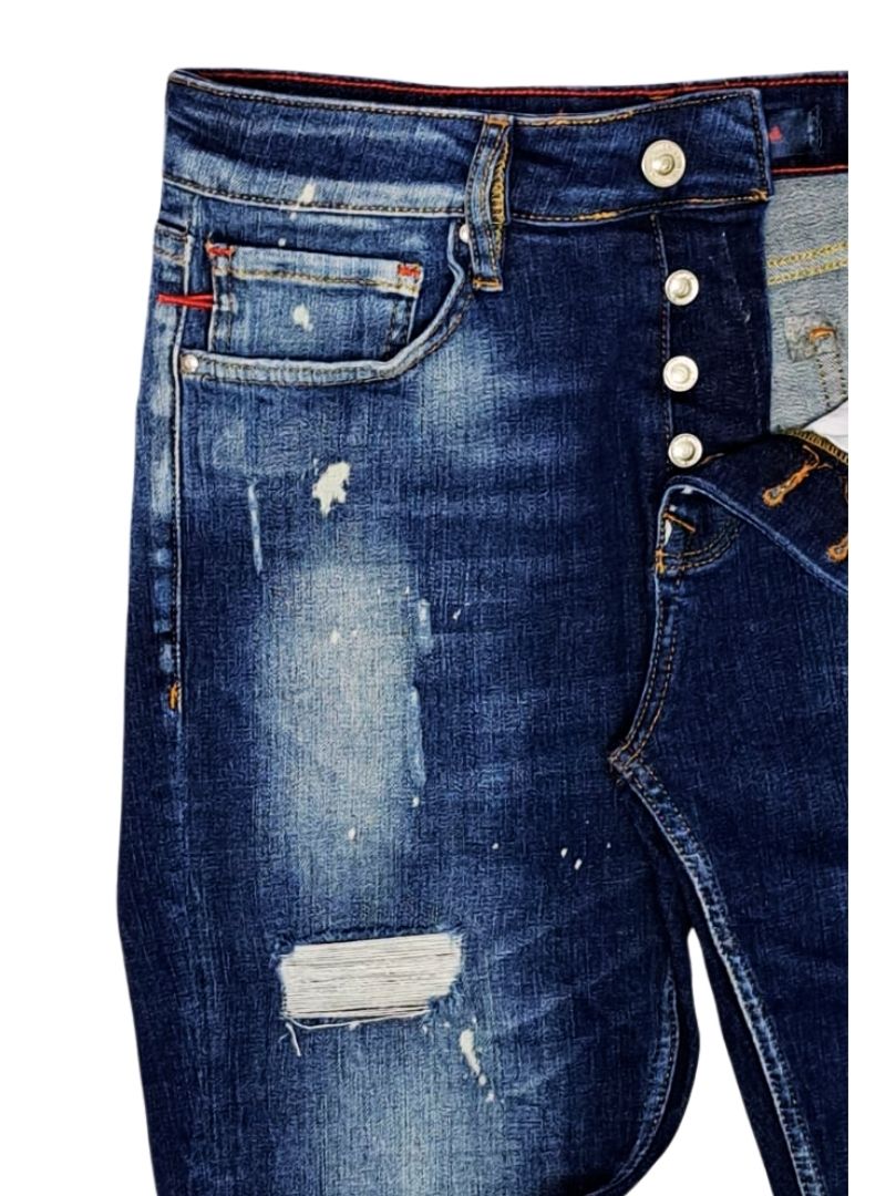 Gabbia Denim Mens Ribbed Detail Jean - Blue