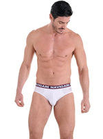 Navigare Mens Underwear Briefs ( 2 - Pack ) - White/Navy/Red