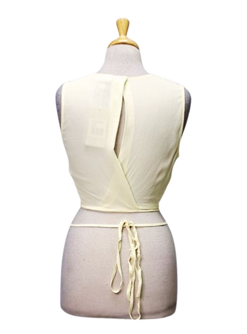 Leger Ladies Open Back Cropped Top - Cream white