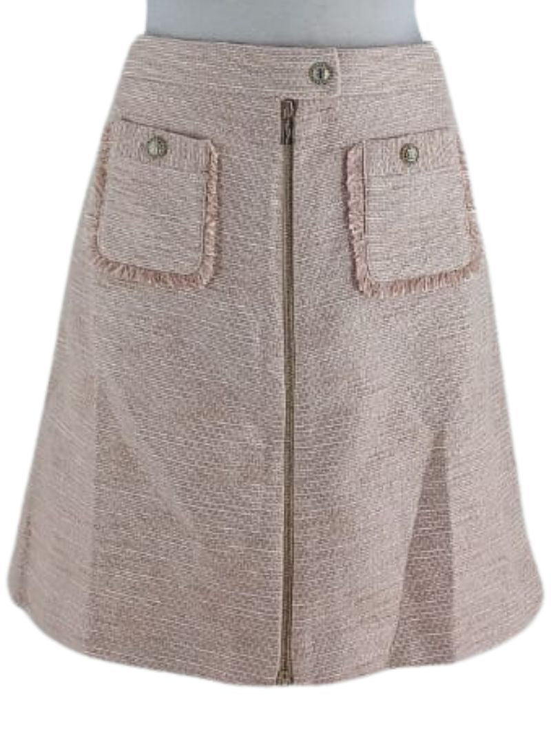 DETAILED TEXTURED ZIP UP SKIRT