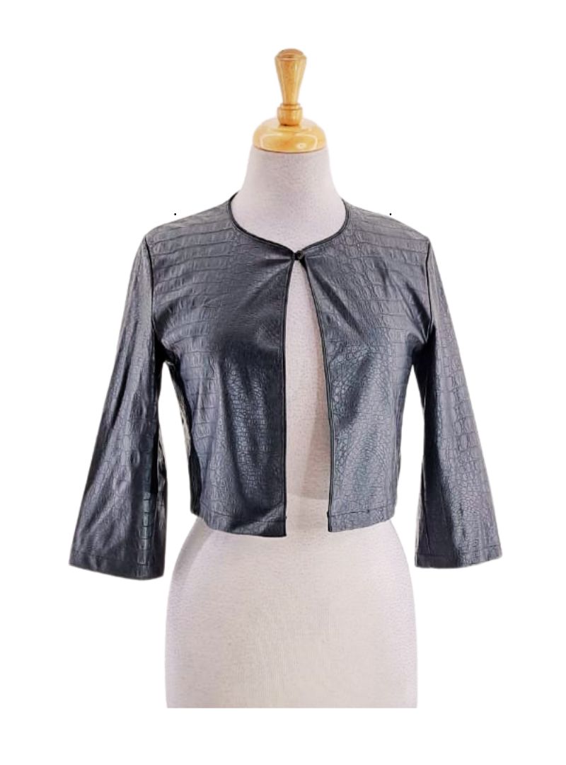 CROPPED PLEATHER CARDIGAN