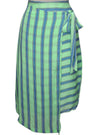 Inside Ladies Striped Rap Tie Detail Skirt - Green/Blue/White