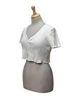 Terranova Ladies Ribbed V Neck Top - White