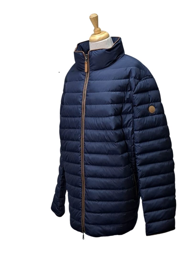 Basler Ladies Light Weight Puffer Jacket - Navy/Brown