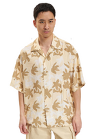 Jack & Jones Mens Linen Printed Shirt - Beige/Cream