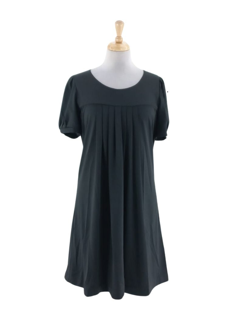 PLEATED DETAIL PUFF SLEEVE DRESS