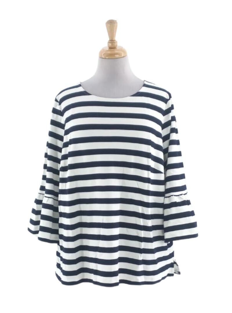 STRIPED FLARE SLEEVE TOP