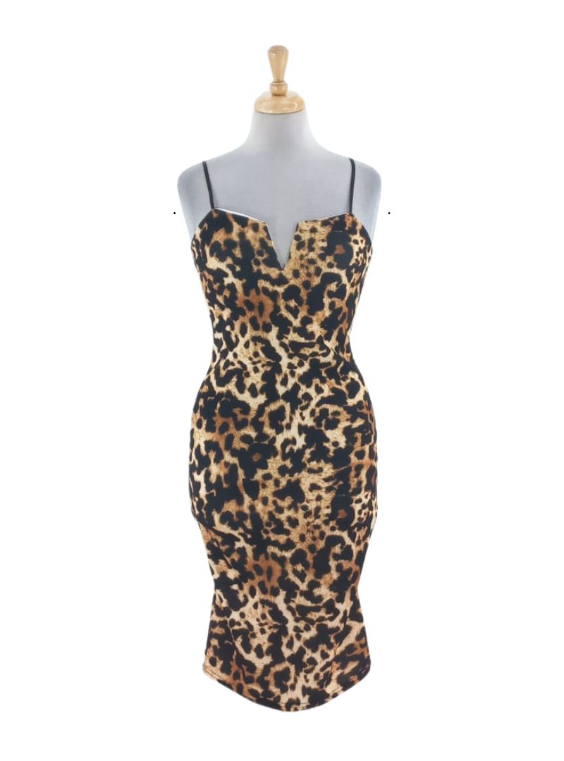 FITTED ANIMAL PRINT CAMI DRESS