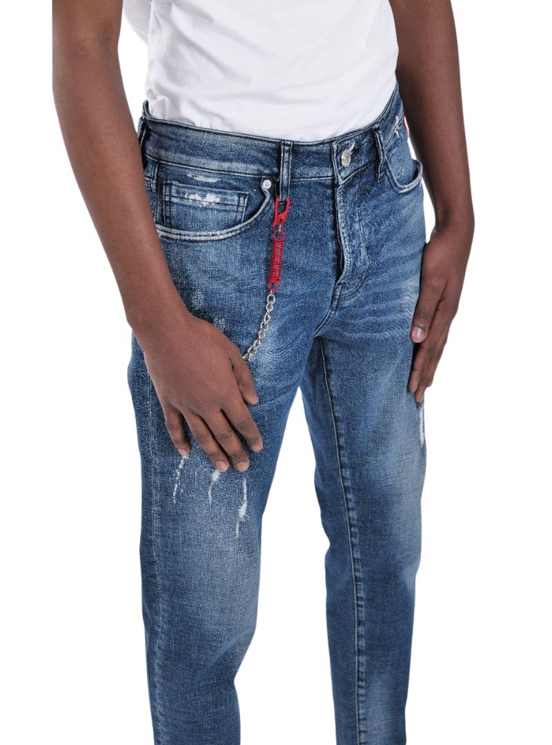 Gabbia Denim Mens Detailed Jeans - Blue