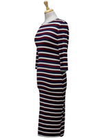 Inside Ladies Striped Glitter Dress - Red/Navy/White