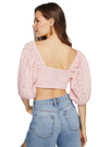 Forever 21 Ladies Eyelet O-Ring Smocked Crop Top - Pink