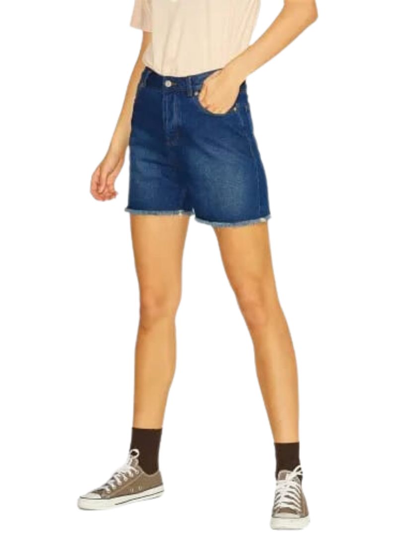 FRAYED BOTTOM DENIM SHORTS