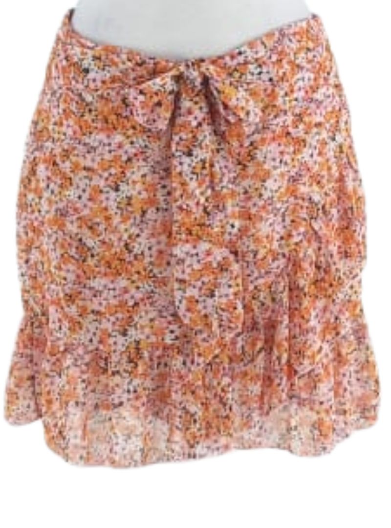 FLORAL DETAILED FRILL WRAP SKIRT