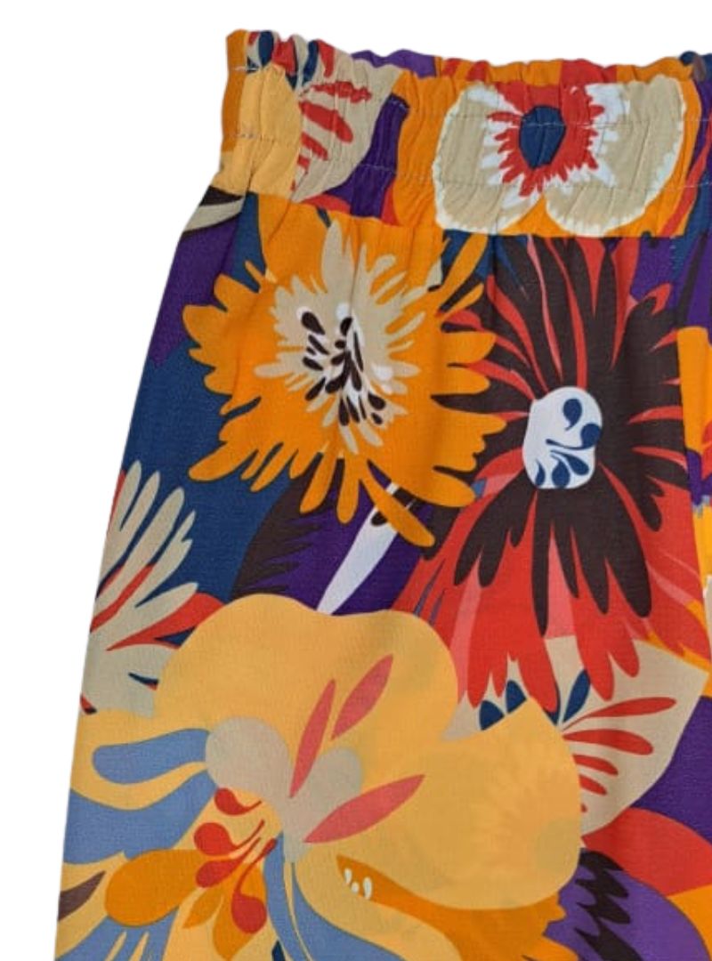 Inside Ladies Floral Detail Pants - Orange/ Purple/Red