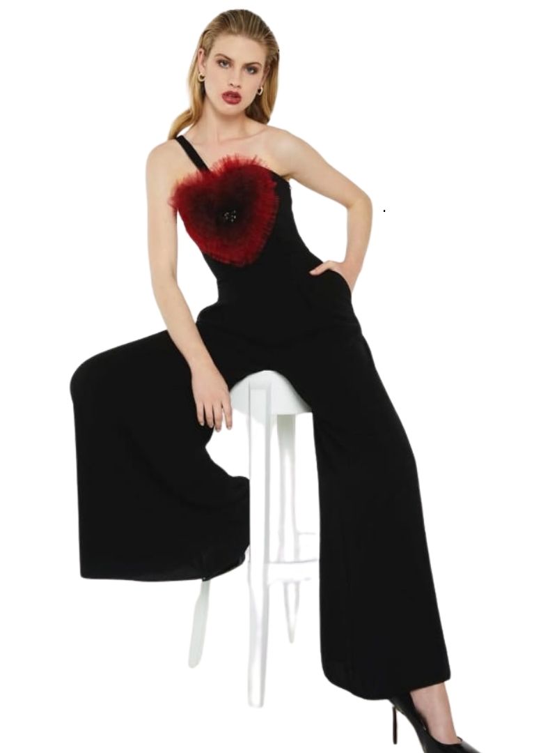 Vanessa Gounden Ladies Sabrina Jumpsuit - Black/Red