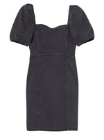 FITTED DENIM PUFF SLEEVE DRESS