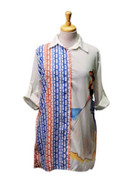 Fulushou Ladies Detailed Buttoned shirt - White/Blue