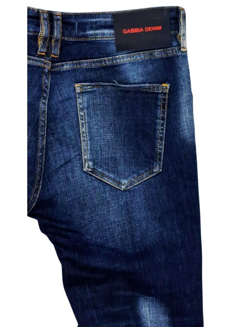 Gabbia Denim Mens Ribbed Detail Jean - Blue