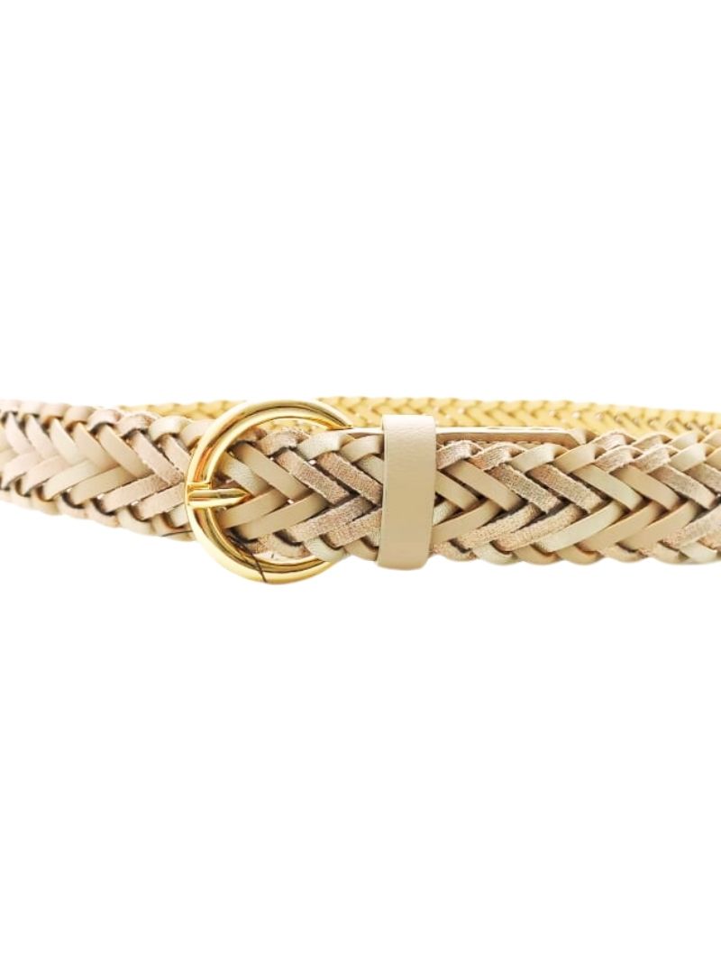 BRAIDED BELT WITH GOLD BUCKLE