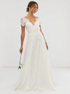 SOPHIA PLUNGE LACE WEDDING DRESS WITH PLEATED SKIRT