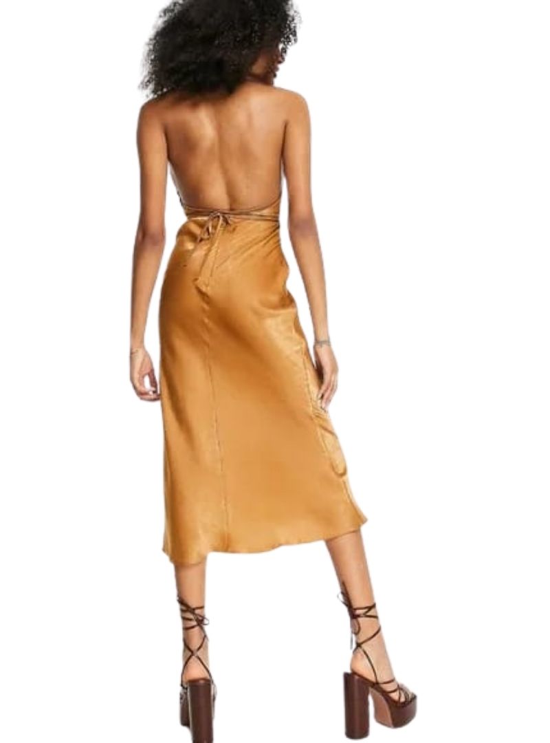 COWL NECK HALTER MIDI DRESS