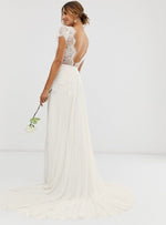SOPHIA PLUNGE LACE WEDDING DRESS WITH PLEATED SKIRT