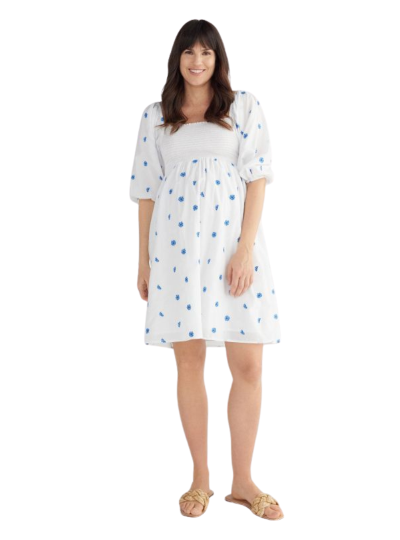 Reserved Ladies Maternity Dress - White/Blue