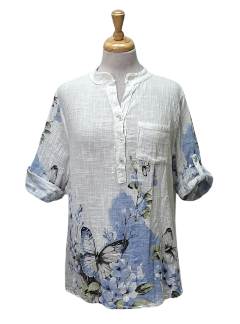 Made In Italy Morgana Top - Blue/White