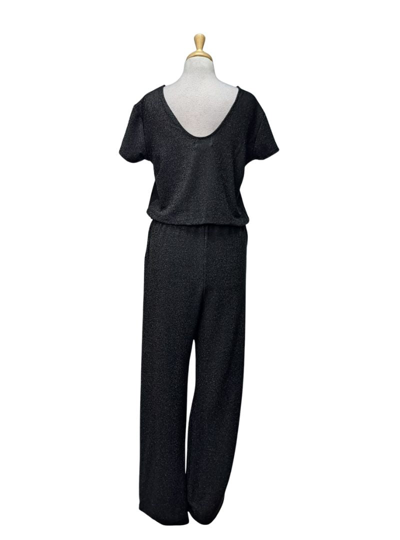 Ada Gatti Ladies Glitter Sleeveless Jumpsuit - Black