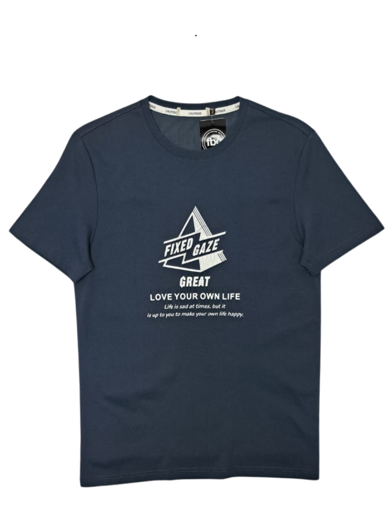 International Brand #Cutlable Mens Printed Tee - Navy
