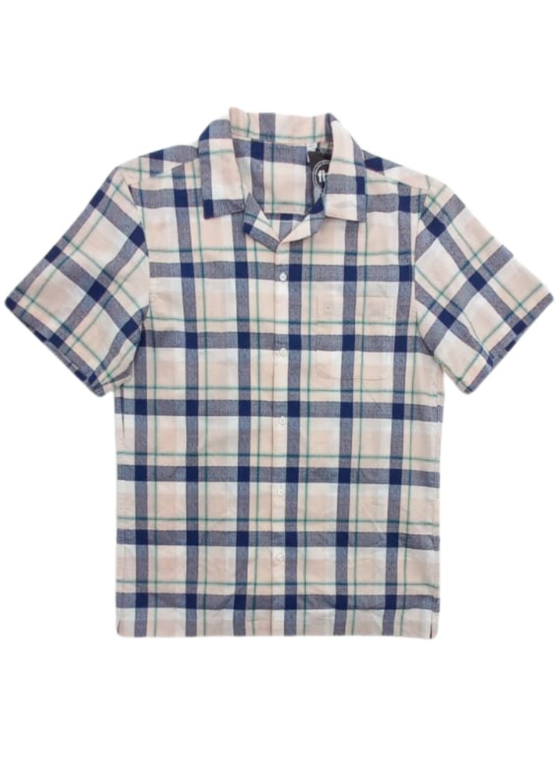 CHECKERD TEXTURE SHORT SLEEVE SHIRT